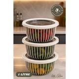Stile Cucina Linea 3 Adet 1 Litre Yuvarlak Sızdırmaz Çerez & Meyve & Bakliyat Saklama Kabı - Beyaz
