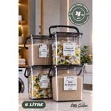 Stile Cucina Mega Boy 4'lü Kare Kulplu ve Etiketli Deterjanlık Saklama Kutusu 6 Litre - Antrasit