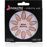 Stiletto Takma Tırnak (French Nails, Mat French Tırnak) 24 Adet - Çok Renkli