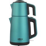 Stilevs Sedefli Mavi Inox Çelik Çay Makinesi, Pratik ve Şık Tasarım