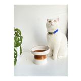 stilinbu Seramik Kedi ve Kopek Mama Su Kabı (Beyaz-Açık Kahverengi)