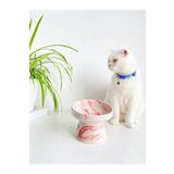 stilinbu Seramik Kedi Ve Köpek Mama Su Kabı (kırmızı-beyaz-ebru Desen-m2)