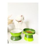 stilinbu Seramik Kedi ve Köpek Mama Su Kabı Luna-Ayaklı model(YEŞİL)