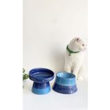 stilinbu Seramik Kedi Ve Köpek Mama Su Kabı (MAVİ & COLORFUL MOON MAVİ- GÖKKUŞAĞI- 2'Lİ)