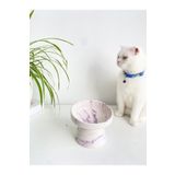 stilinbu Seramik Kedi Ve Köpek Mama Su Kabı (Mor Beyaz-ebru Desen-m2)