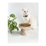 stilinbu Seramik Kedi Ve Köpek Mama Su Kabı (SİYAH-BEYAZ-EBRU DESEN-M2)