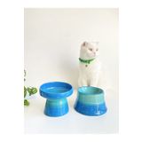 stilinbu Seramik Kedi Ve Köpek Mama Su Kabı (TURKUAZ & COLORFUL MOON TURKUAZ- GÖKKUŞAĞI- 2'Lİ)