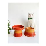 stilinbu Seramik Kedi Ve Köpek Mama Su Kabı (TURUNCU & COLORFUL MOON TURUNCU- GÖKKUŞAĞI- 2'Lİ)