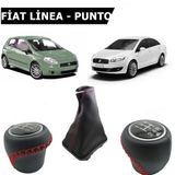 Stilix Garage Fiat Linea Punto Siyah Deri Vites Topuz Ve Körük Seti Kırmızı Dikişli