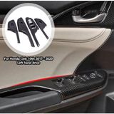 Stilix Garage Honda Civic Fc5 Fk7 2017 - 2020 Iç Kapı Kol Dayama Cam Düğme Karbon Fiber 2 Adet Ön Taraf 2 Adet Arka - Siyah