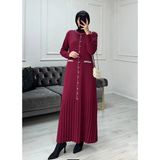 Still Butik Inci Detaylı Soğuk Iplik Merserize Tesettür Elbise ST2199 - Bordo - Standart
