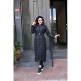 Still Butik Kapşonlu Kapitone Uzun Tesettür Kadın Şişme Mont/kaban ST2146 - 38 - 00100 Siyah