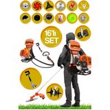 Stilmax 16 Parça Turbo Benzinli Sırt Tırpan Ot Çim Çalı Biçme Makinası + Zeytin Silkeleme Aparatlı Set