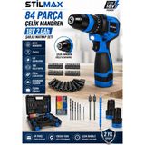 Stilmax 18V Brushless Şarjlı Matkap Seti | 84 Parça Çelik Mandren | Çift Akülü 2.0AH Vidalama Darbeli Mak