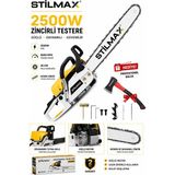 Stilmax 2500W Benzinli Motorlu Testere 50 cm Ağaç Odun Dal Kesme Makinesi + Profesyonel Balta Hediyeli