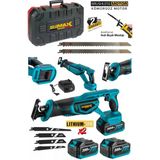 Stilmax 388Vf 10Ah X2 Akülü Bl Motor Çelik Şanzımanlı Akülü Tilki Kuyruğu Testere + 7 Ad Bıçak Seti