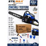 Stilmax 63CC Benzinli Motorlu Testere 20'' 50 cm 38 Diş Zincirli Ağaç Odun Kesme Dal Budama Zincir Testere