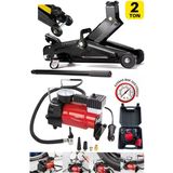 stilmax Araç Lastik Onarım Seti: 2Ton Kapasiteli Timsah Arabalı Kriko + 12V Çakmaklı Hava Lastik Şişirme Set