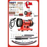 Stilmax Devir Ayarlı Turbo 500W Mini Çark Taşlama Taş Motoru Çok Amaçlı Spiralli Hortum + Mengene 105PCS Set