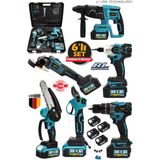 Stilmax German Şarjlı 6'Lı Makine Seti Matkap-Kırıcı Hilti-Taşlama-Somun Sökme-Dal Budama Makas Set