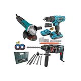 Stilmax Germany 3Lü Süper Set 2400W Taşlama, Lion Çift Akülü Matkap, 3400W Hilti Hediyeli Full Set