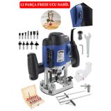 stilmax Germany 4000W 6 Kademe Devir Ayarlı Dikey Çift Kollu Ahşap Freze Makinesi 12Ad Freze Ucu Hediyeli