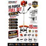 stilmax GXT 20HPX Germany 15IN1 Benzinli Yan Tip Tırpan Çapa Makinesi Çelik Pistonlu Full + Akrobat Çapalama