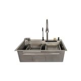 stilmax Paslanmaz Çelik SUS304 Teknolojik Akıllı Şalale Evye Seti 75x45cm 5 Fonksiyonlu Mutfak Evyesi