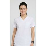 Stilmed Stılmed Tek Üst Beyaz Unisex Doktor ve Hemşire Forması Scrubs Likralı Yarasa Kol - 2XS