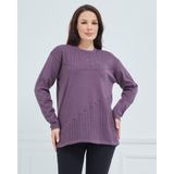 Stilmony Kadın Lila Orta Yaş Günlük Triko Anne Bluz Kazak - 2XL