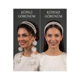 stil+o aksesuar.com Modüler tasarım Özel Tasarım çıkarılabilir Küpeli Gelin ,Lohusa,nedime, parti Saç Tacı - ister Küpeli İster Küpesiz Kullanım