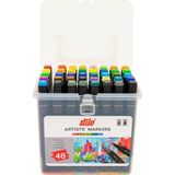 Stilo Çift Uçlu Premium Akrilik Marker Pp Kutu 48 Renk - Çok Renkli - Akrilik Marker