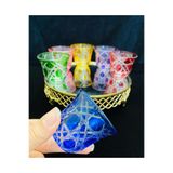 STİLO HOME 6'LI EL İŞİ RENKLİ PETEK DESEN KRİSTAL KESME NİHAVENT SERİ KAHVE YANI LOKUMLUK
