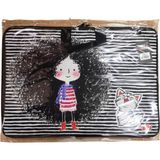 Stilo Kumaş Resim & Proje Çantası (35X50) Desenli (35*50) ( Crazy Girl And Kitten ) - Çok Renkli - 1 Adet