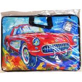 Stilo Kumaş Resim & Proje Çantası (35X50) Desenli (35*50) ( Red Car) - Çok Renkli - Proje Resim Çantası