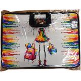 Stilo Kumaş Resim & Proje Çantası (35X50) Desenli (35*50) ( Runaway Girl Student) - Çok Renkli - Proje Resim Çantası