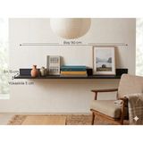 Stilorax 304 Paslanmaz Çelik Duvar Rafı- Bükümlü – Dekoratif Metal Raf – Modern Tasarım - 90 x 16 - Siyah - 90 x 16 Cm