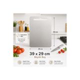 Stilorax Anti-Bakteriyel Çelik Kesme Tahtası 39x29 cm Büyük Boy, Koku Yapmaz Hijyenik Paslanmaz Mutfak Tahtası, Bulaşık Makinesinde Yıkanabilir