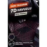 Stiloto Citroen C5 Aircross (2020-2023) Uyumlu Deri 7d Havuzlu Tam Set Oto Paspas .4 - Siyah - Kırmızı