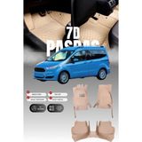 Stiloto Ford Tourneo Courier (2014-2023) 7d Deri Havuzlu Oto Paspas | Tam Koruma,araca Özel & Hızlı Montaj - Bej