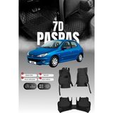 Stiloto Peugeot 206 (1998-2010) 7d Deri Havuzlu Oto Paspas | Tam Koruma,araca Özel Kesim & Hızlı Montaj - Siyah