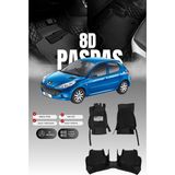 Stiloto Peugeot 206 (1998-2010) 8d Deri Havuzlu Oto Paspas | Tam Koruma,araca Özel Kesim & Hızlı Montaj - Siyah