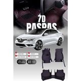 Stiloto Renault Megane 4 (2016-2025) 7d Suni Deri Havuzlu Oto Paspas Su Geçirmez Kolay Temizlenebilir - Siyah - Kırmızı