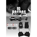 Stiloto Seat Leon (2012-2020) 8d Deri Havuzlu Oto Paspas | Tam Koruma,araca Özel Tasarım & Hızlı Montaj - Siyah