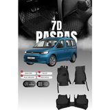 Stiloto Volkswagen Caddy (2021 ve Sonrası) 7d Deri Havuzlu Oto Paspas | Tam Koruma & Hızlı Montaj - Siyah