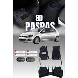 Stiloto Volkswagen Golf 7 (2013-2020) 8d Deri Havuzlu Oto Paspas Su Geçirmez Kolay Temizlenebilir - Siyah - Mavi