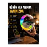 stiltrend Kablosuz Şarjlı LED Masa Lambası Çalar Saat ve Beyaz Gürültü Özellikli