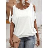 Stilvibe Kadın Omuz Dekolteli Salaş Bluz - Beyaz - 2XL - 3XL