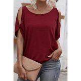 Stilvibe Kadın Omuz Dekolteli Salaş Bluz - Bordo - L - XL