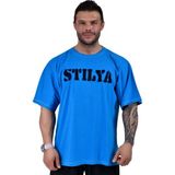 Stilya Erkek Rahat Kesim Pamuklu Spor Tişört Mavi 6320 - 2XL